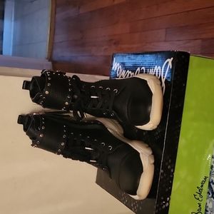 Leather high top sneakers